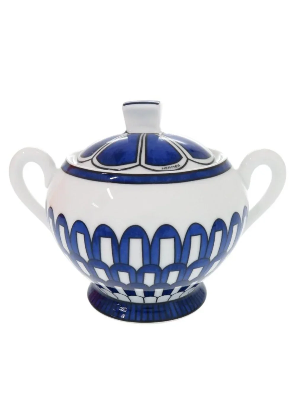 Hermes Bleus D'ailleurs Blue Daieur Porcelain White Sugar Bowl